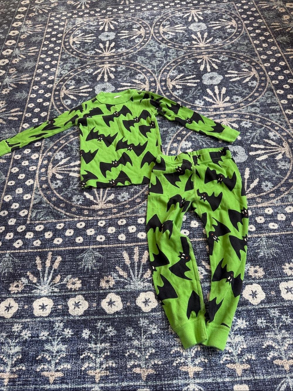 Hanna Andersson Green Bat Print Pajama Set